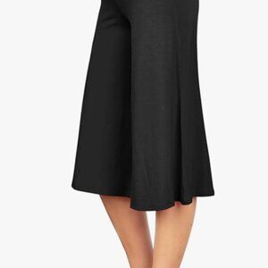 Women's High Elastic Waistband Wide Leg Gaucho Capri Pants M